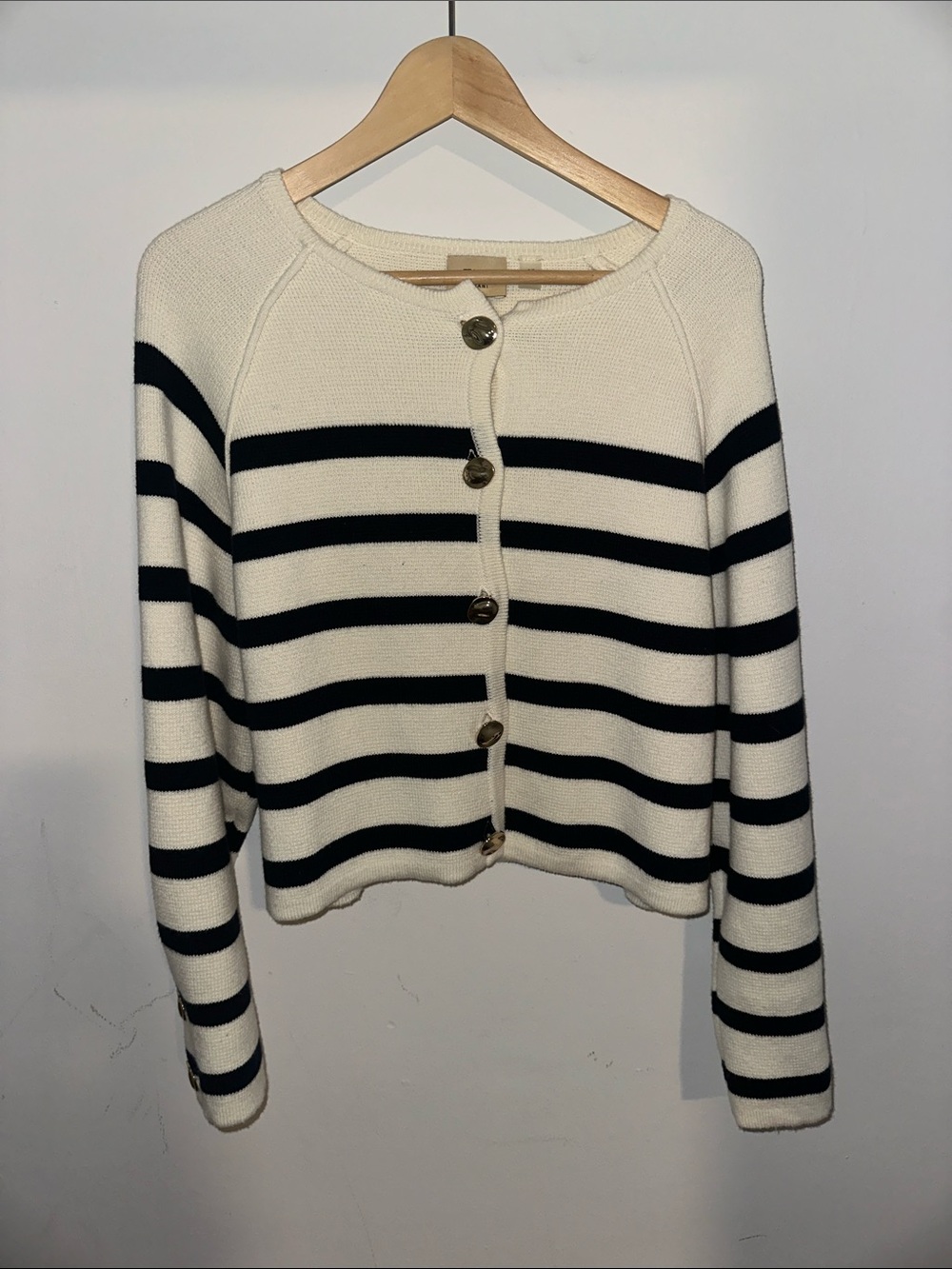 Elie Tahari Striped Cream and Navy sweater